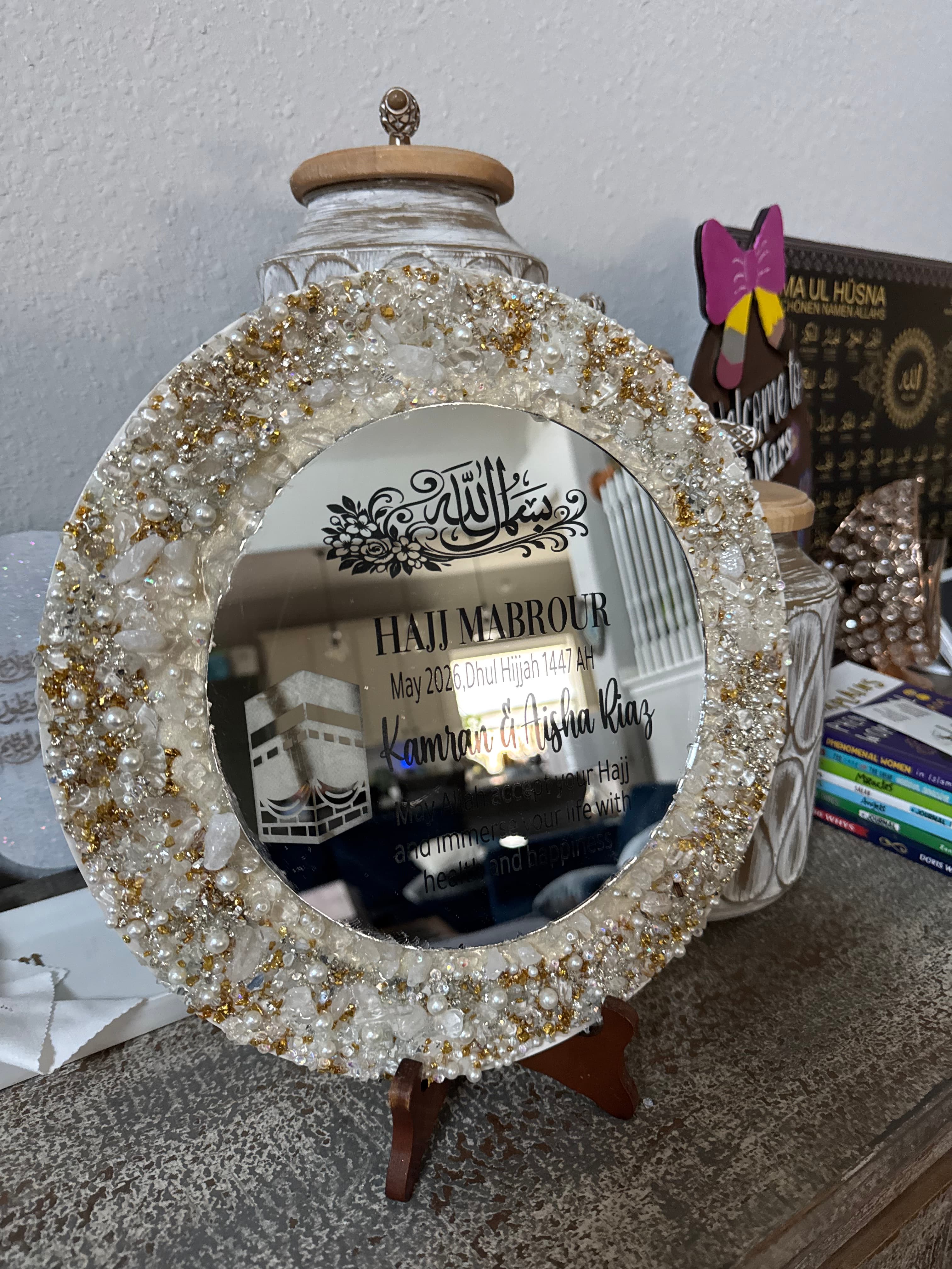 Personalized Hajj Mabroor Resin Mirror Plaque