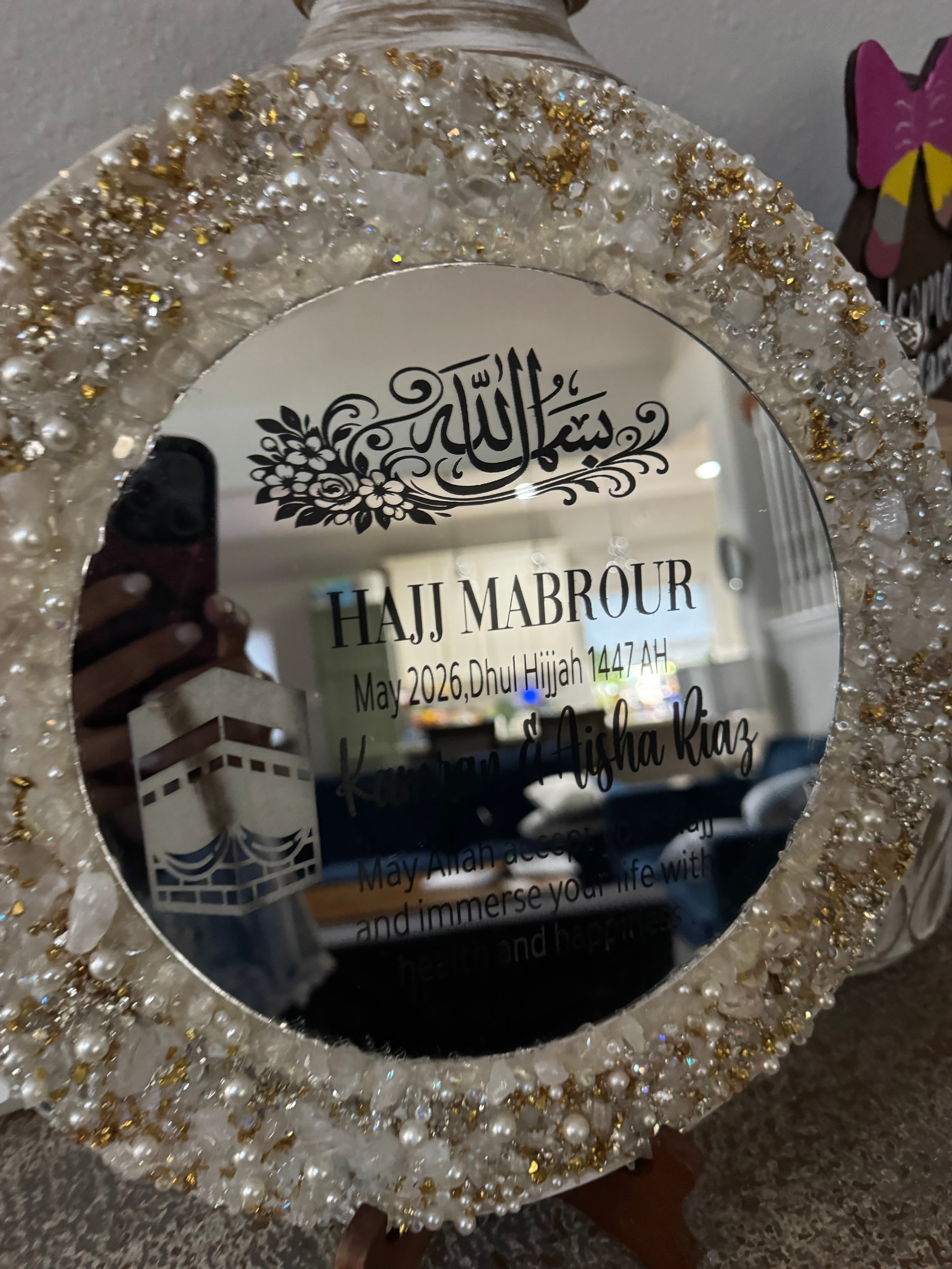 Personalized Hajj Mabroor Resin Mirror Plaque 3