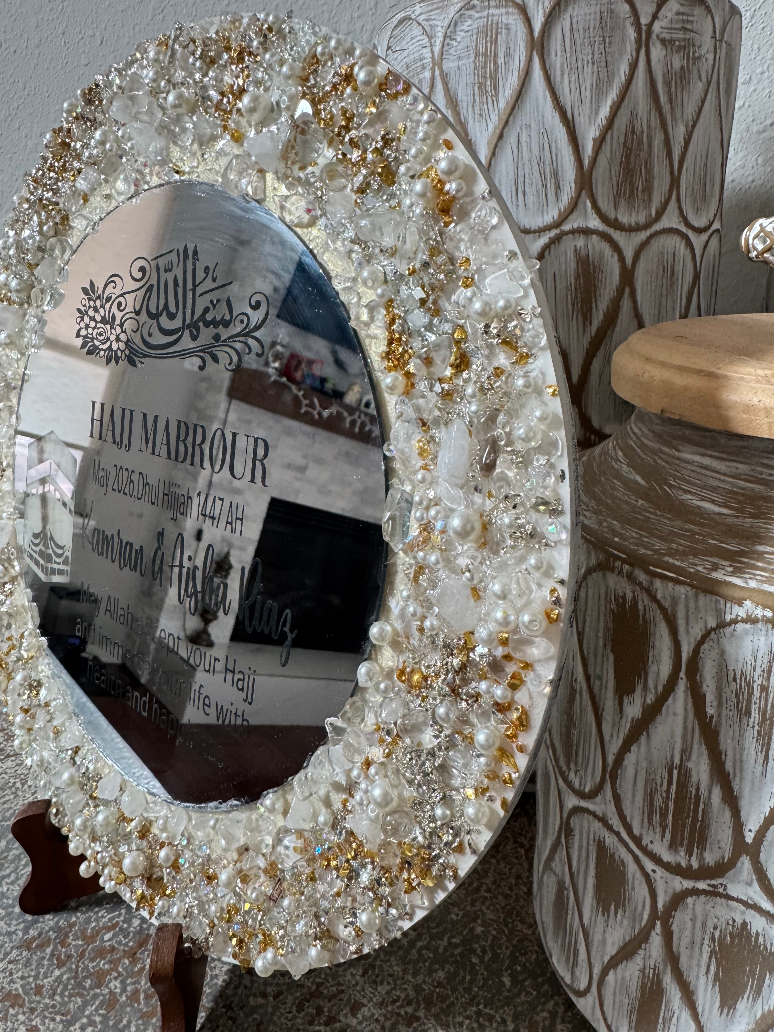Personalized Hajj Mabroor Resin Mirror Plaque 4